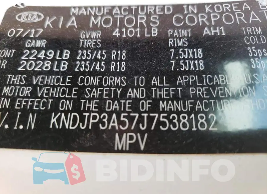 KNDJP3A57J7538182 Photo# 10