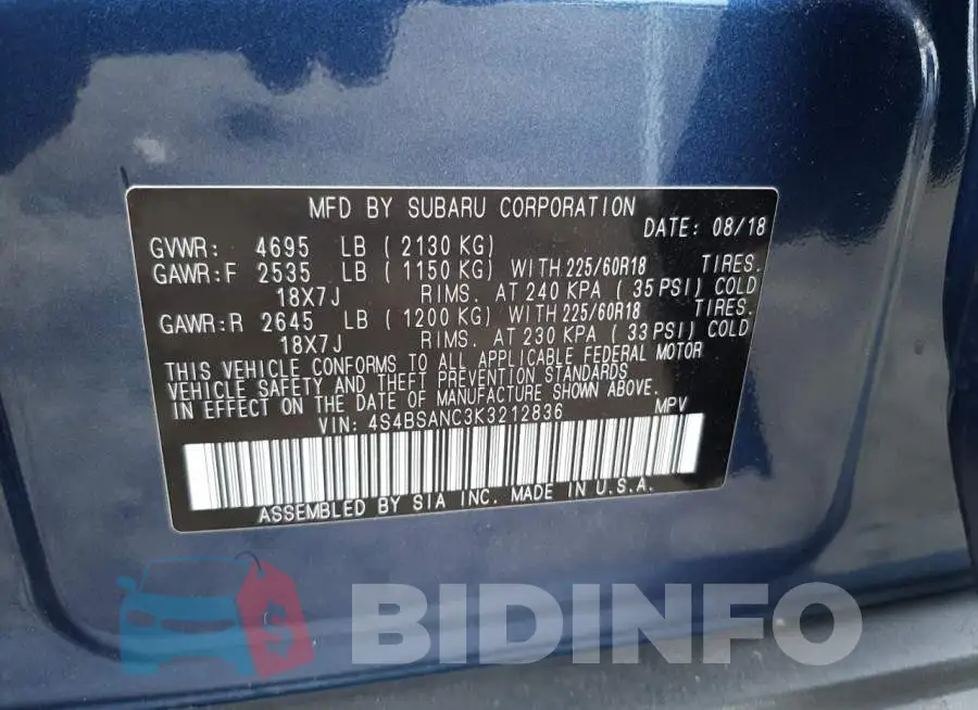 4S4BSANC3K3212836 Photo# 10