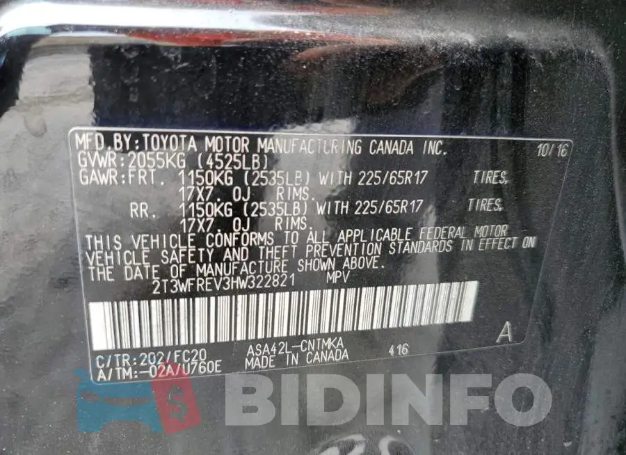 2T3WFREV3HW322821 Photo# 10