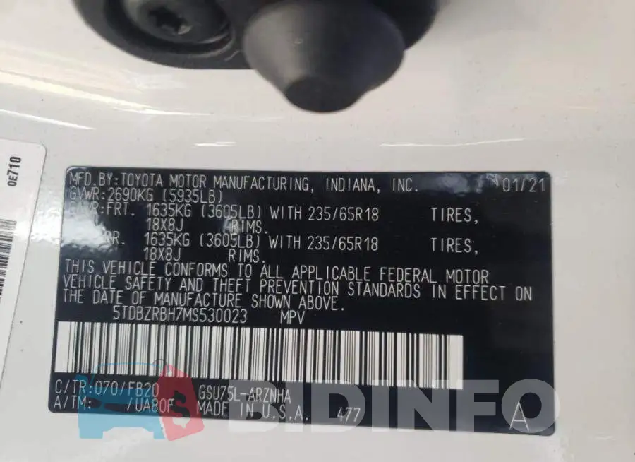 5TDBZRBH7MS530023 Photo# 10