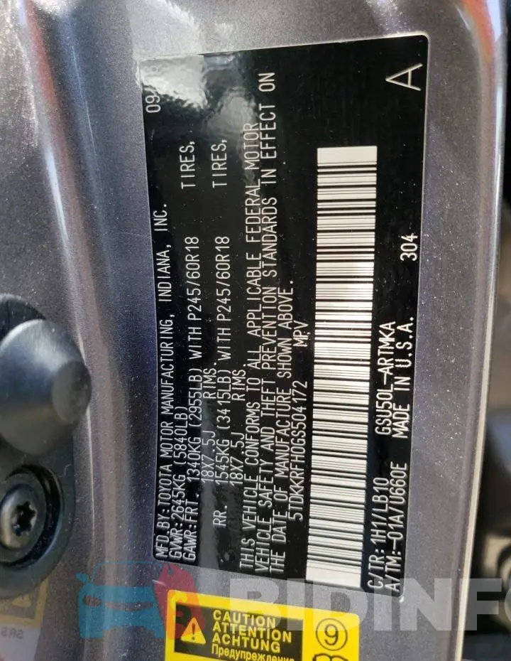 5TDKKRFH0GS504172 Photo# 10