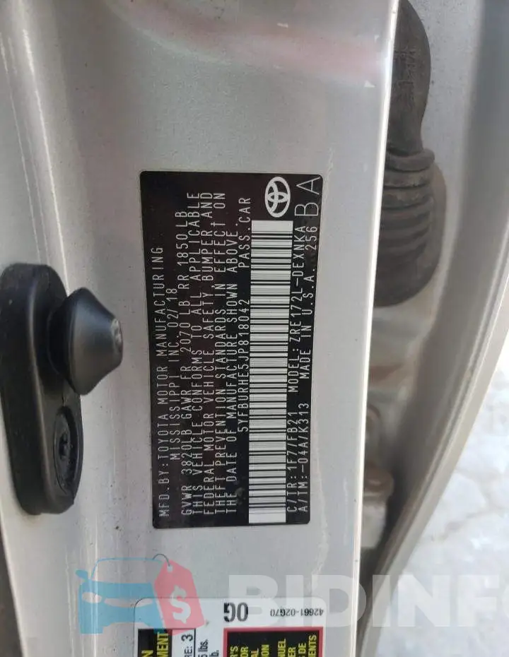5YFBURHE5JP818042 Photo# 10
