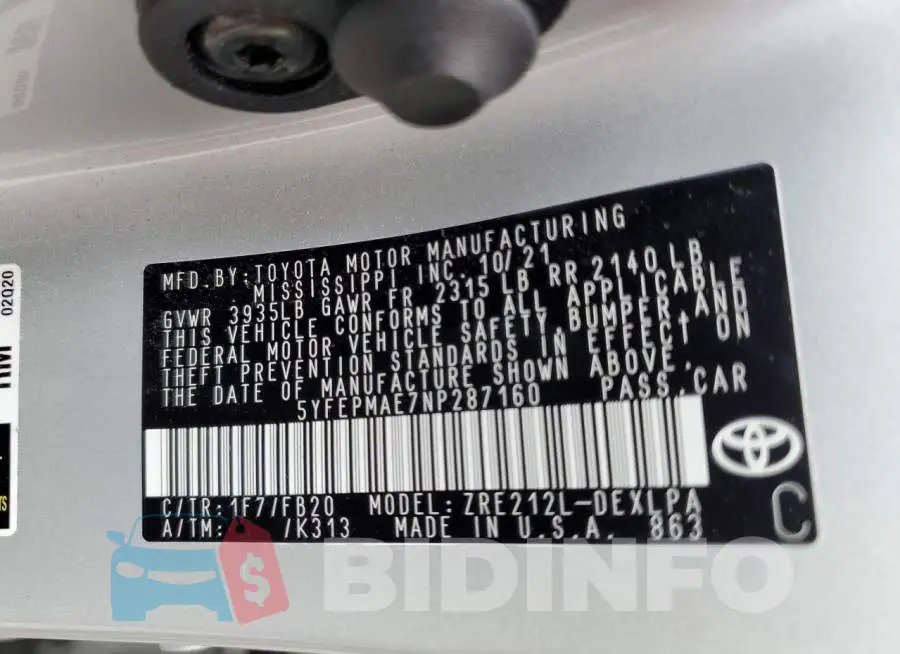 5YFEPMAE7NP287160 Photo# 10