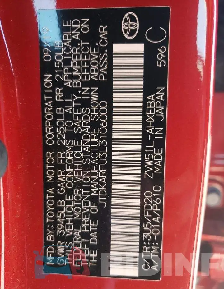 JTDKARFU3L3106000 Photo# 10