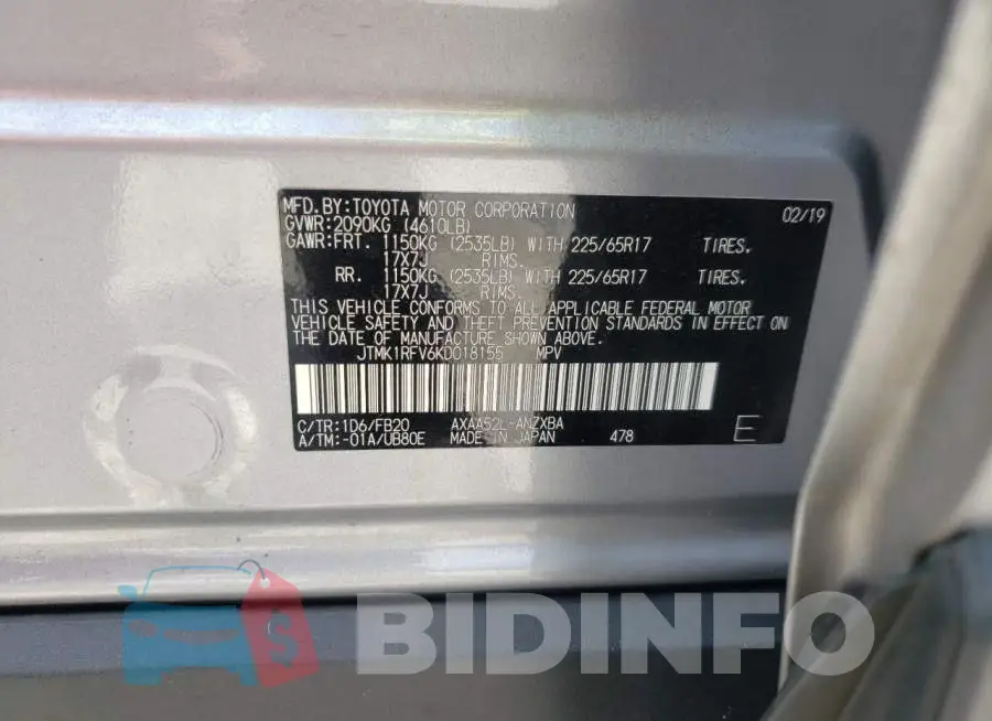 JTMK1RFV6KD018155 Photo# 10