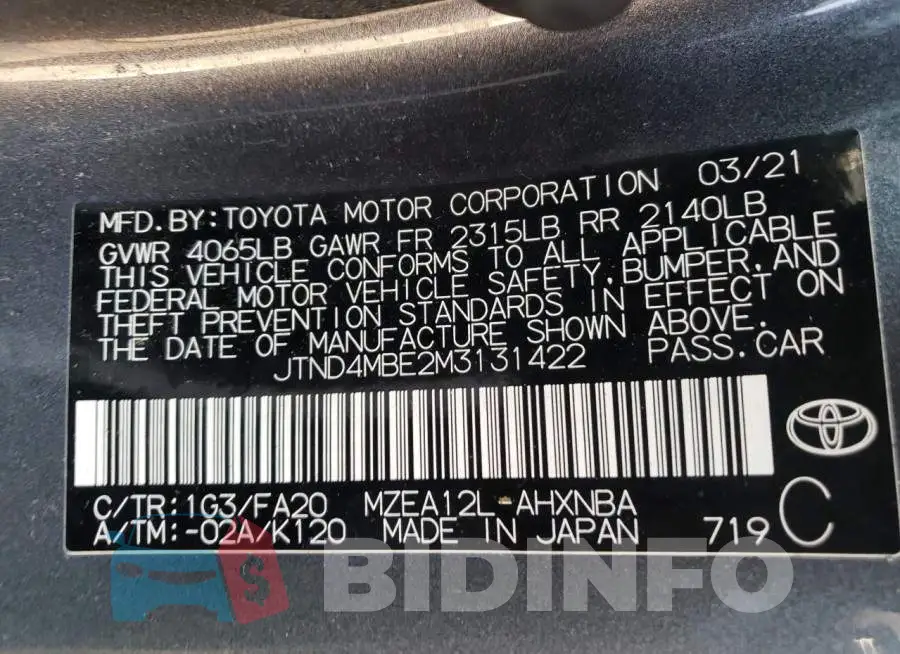 JTND4MBE2M3131422 Photo# 10