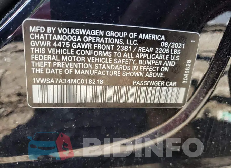 1VWSA7A34MC018218 Photo# 10