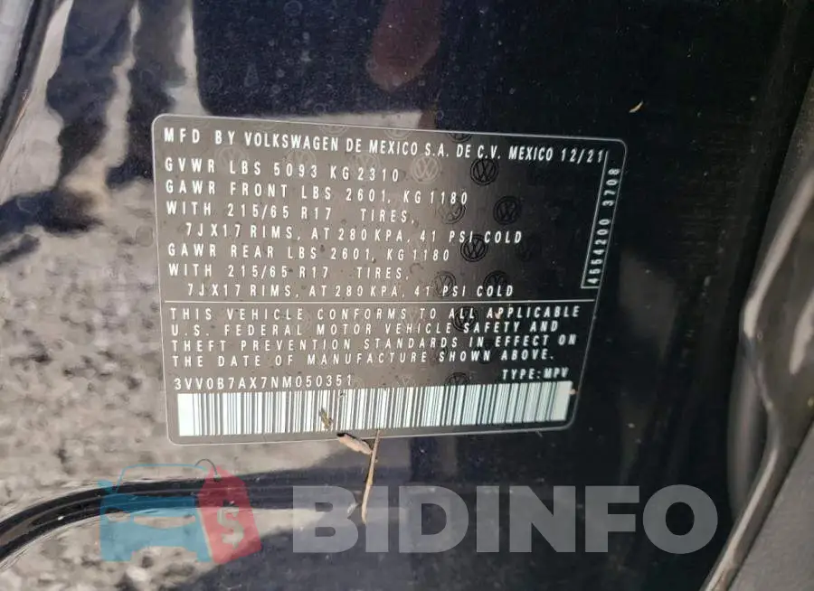3VV0B7AX7NM050351 Photo# 10