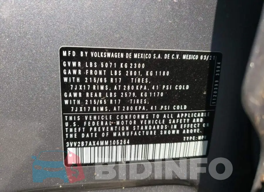 3VV2B7AX4MM105264 Photo# 10