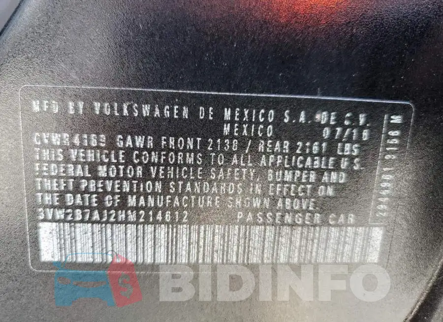 3VW2B7AJ2HM214612 Photo# 10