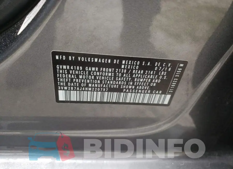 3VW2B7AJ4HM220797 Photo# 10