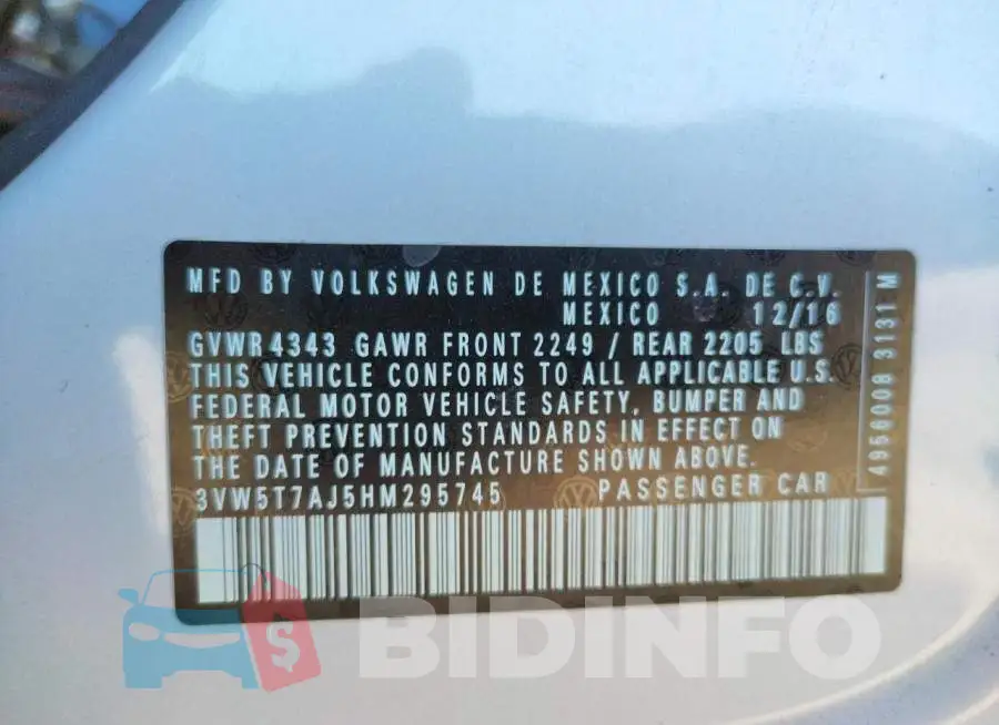 3VW5T7AJ5HM295745 Photo# 10