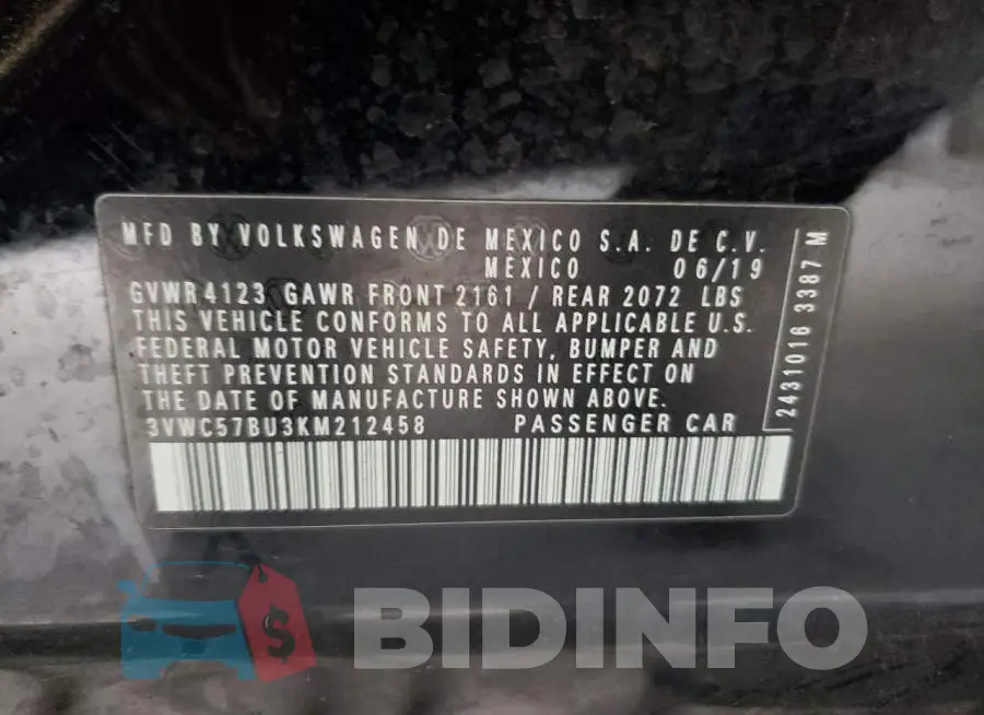 3VWC57BU3KM212458 Photo# 10