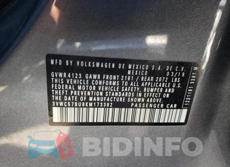 3VWC57BU8KM173382 Photo# 10