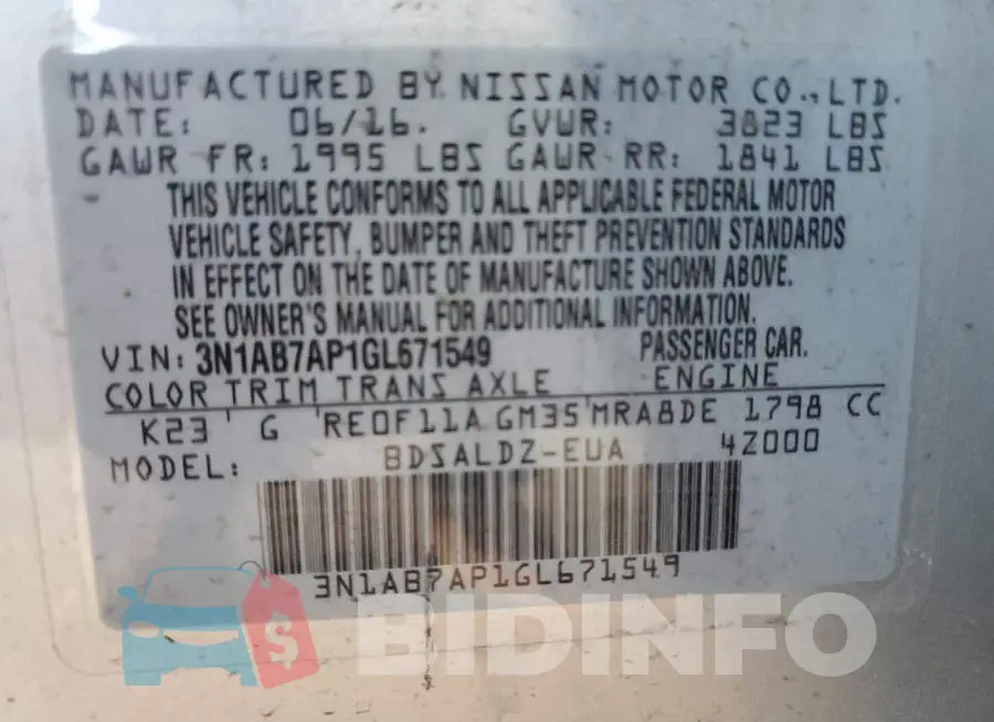 3N1AB7AP1GL671549 Photo# 10