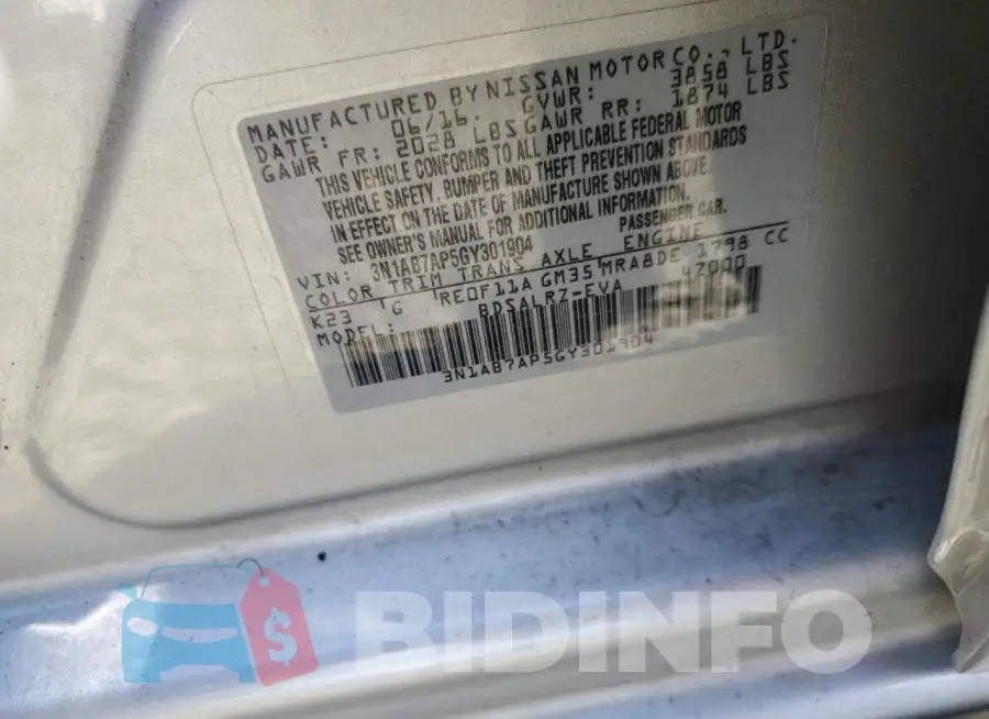 3N1AB7AP5GY301904 Photo# 10