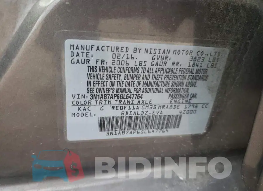 3N1AB7AP6GL647764 Photo# 10