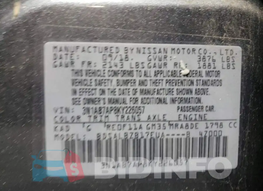 3N1AB7AP8KY226057 Photo# 10