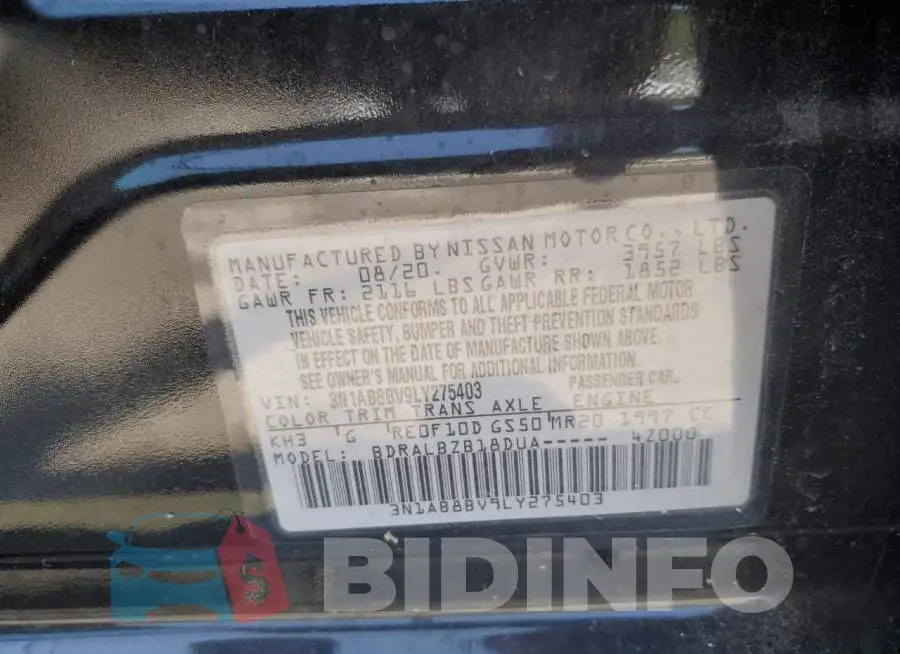 3N1AB8BV9LY275403 Photo# 10
