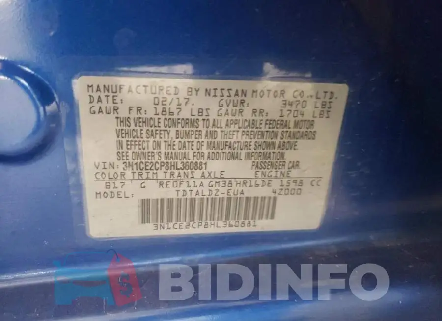 3N1CE2CP8HL360881 Photo# 10