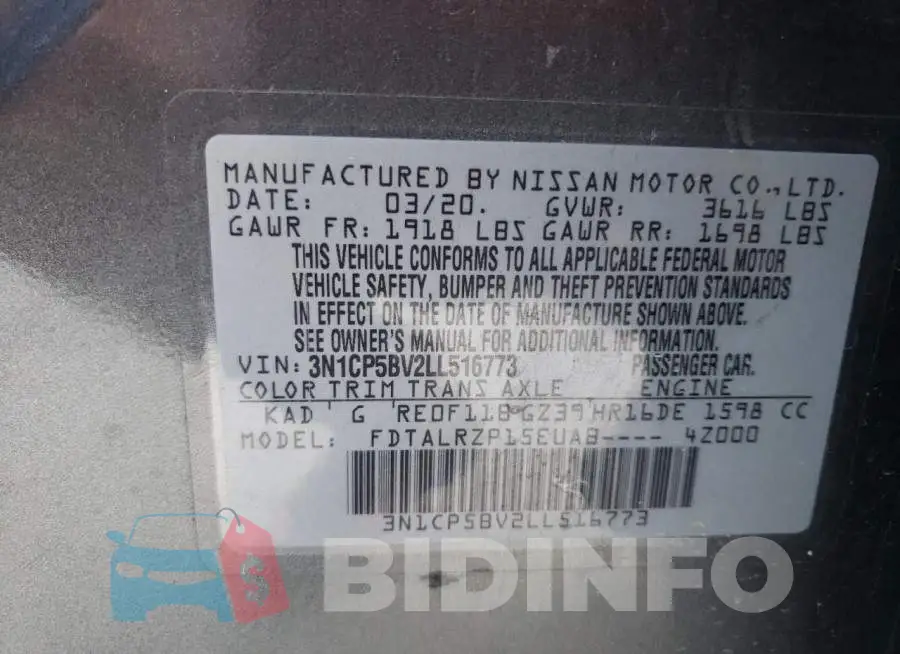 3N1CP5BV2LL516773 Photo# 10