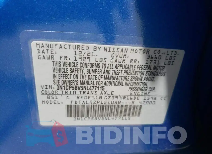 3N1CP5BV5NL477115 Photo# 10