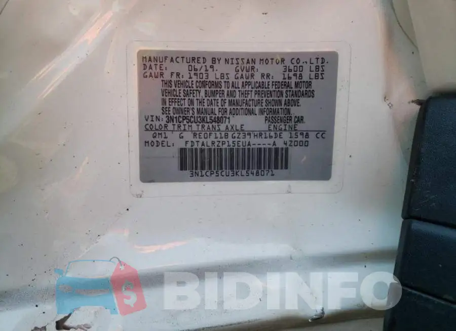 3N1CP5CU3KL548071 Photo# 10