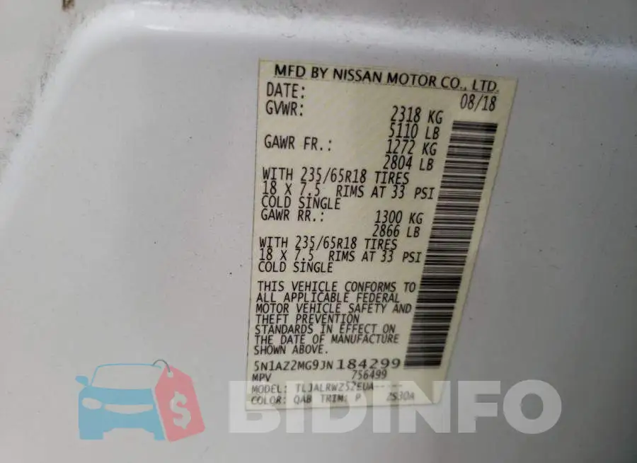 5N1AZ2MG9JN184299 Photo# 10