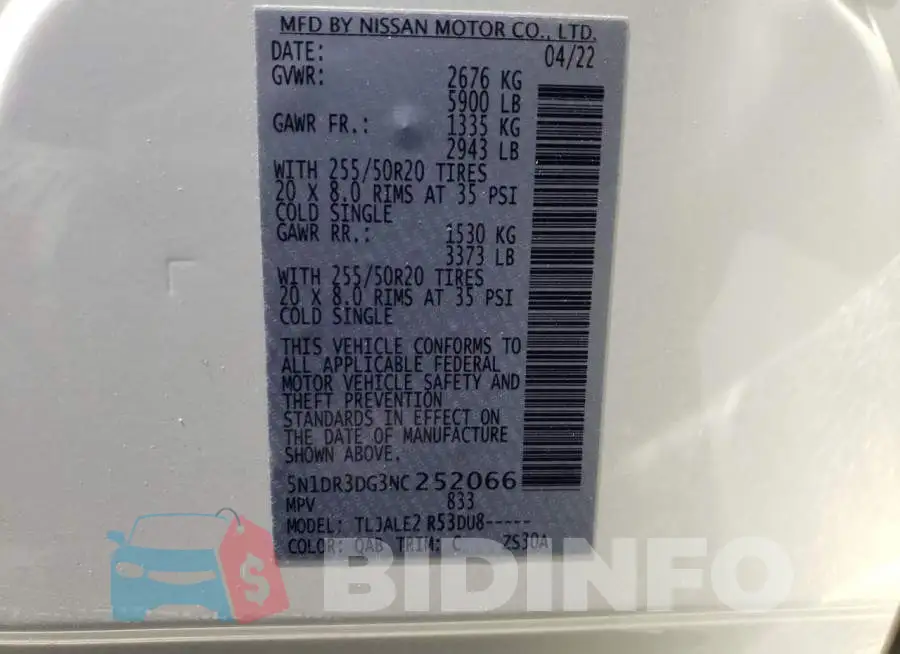 5N1DR3DG3NC252066 Photo# 10