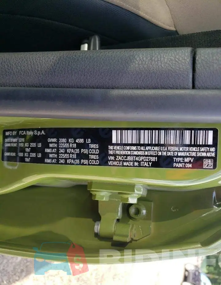 ZACCJBBT4GPD27681 Photo# 10