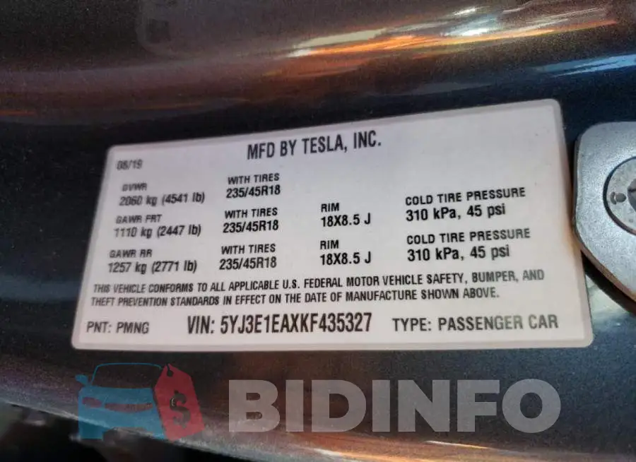 5YJ3E1EAXKF435327 Photo# 10