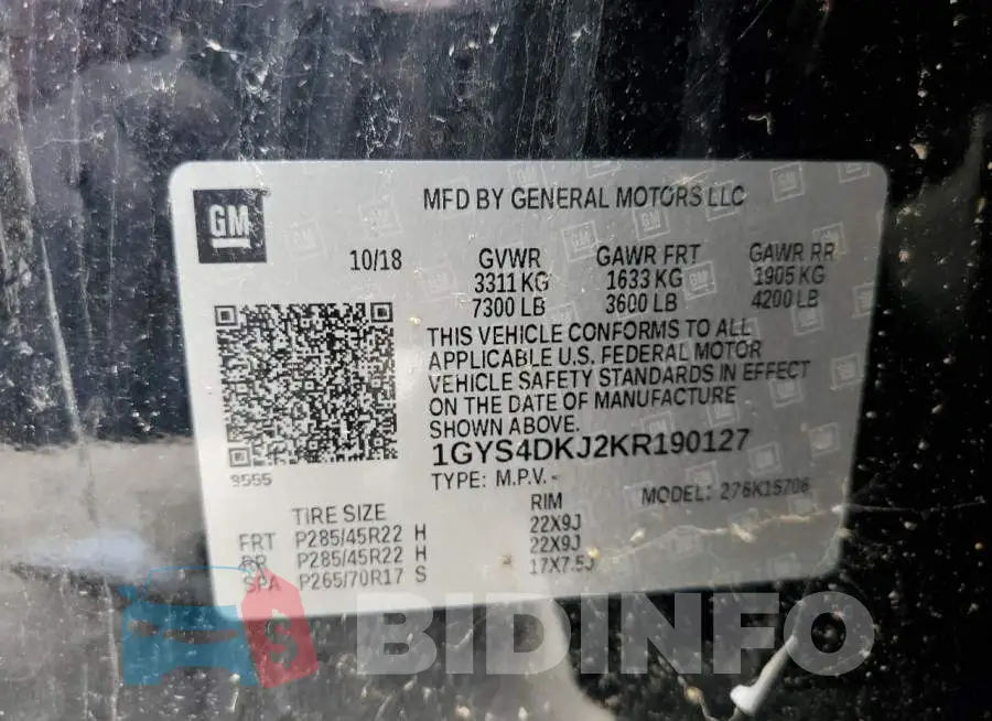 1GYS4DKJ2KR190127 Photo# 10