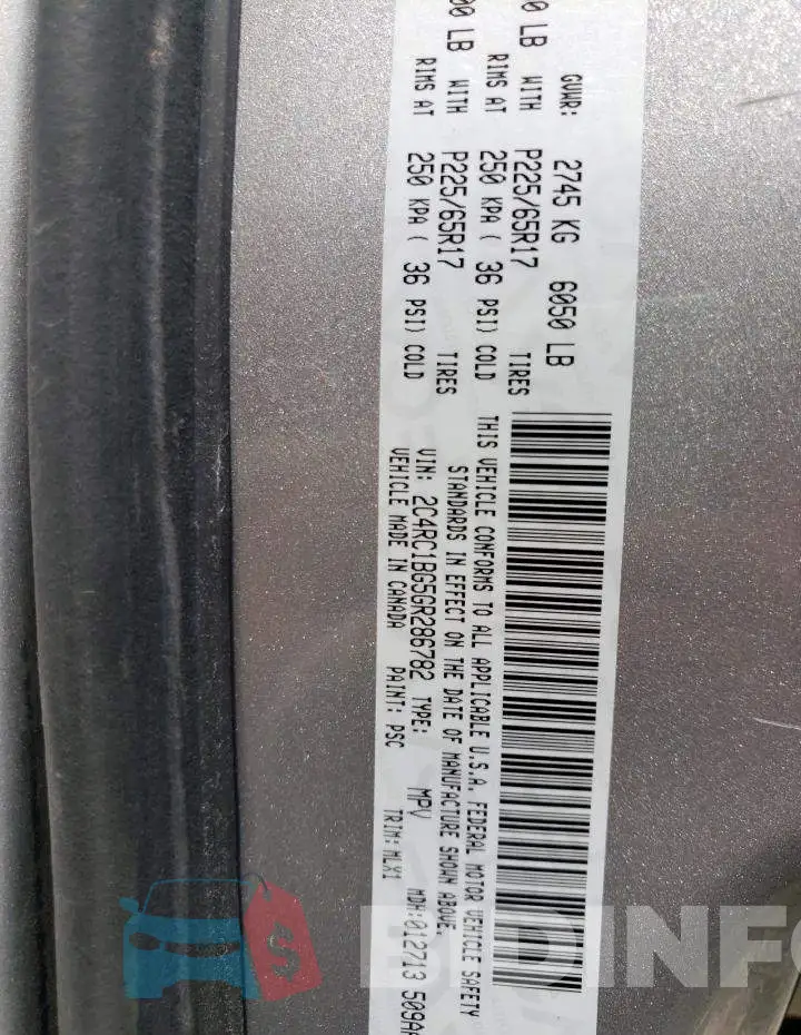 2C4RC1BG5GR286782 Photo# 10