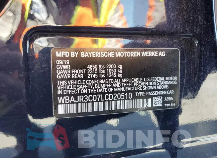 WBAJR3C07LCD20510 Photo# 10