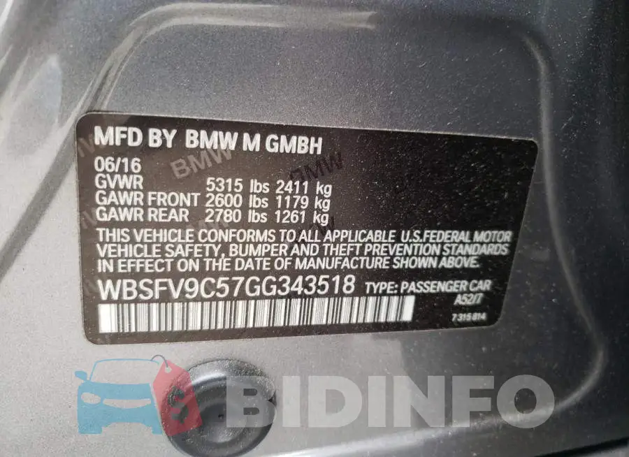 WBSFV9C57GG343518 Photo# 10