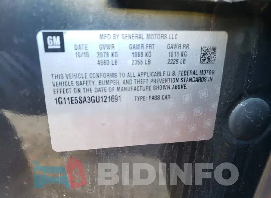 1G11E5SA3GU121691 Photo# 10