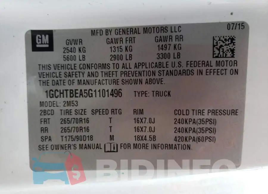 1GCHTBEA5G1101496 Photo# 10