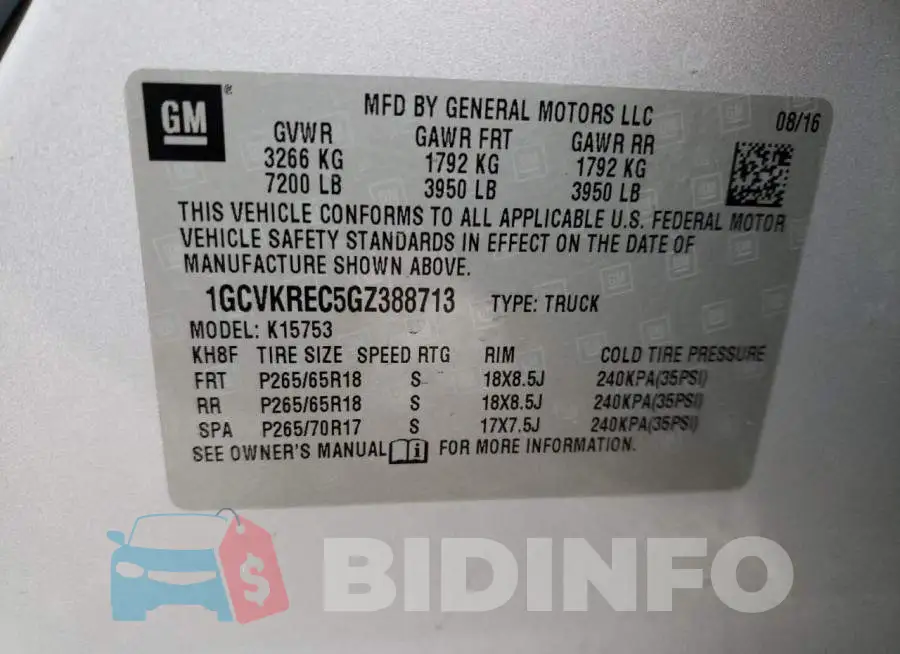 1GCVKREC5GZ388713 Photo# 10