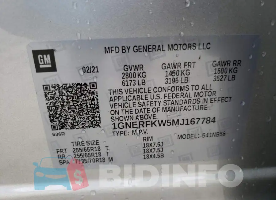 1GNERFKW5MJ167784 Photo# 10