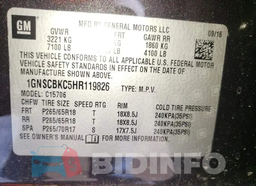 1GNSCBKC5HR119826 Photo# 10