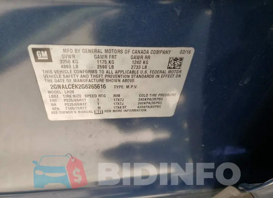 2GNALCEK2G6265616 Photo# 10