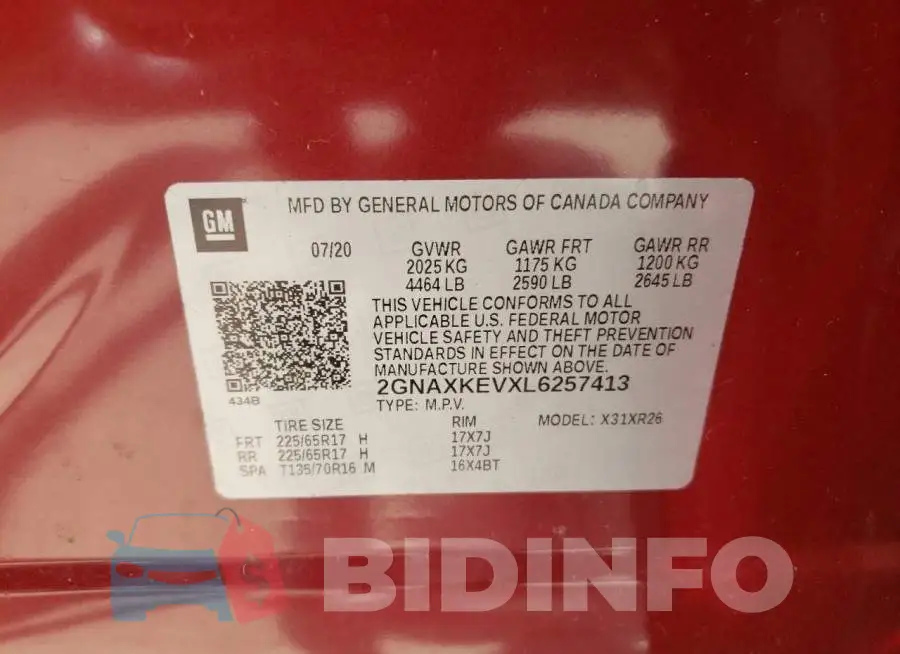 2GNAXKEVXL6257413 Photo# 10