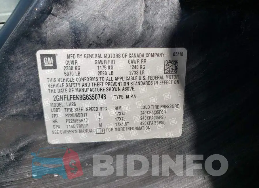 2GNFLFEK8G6350743 Photo# 10