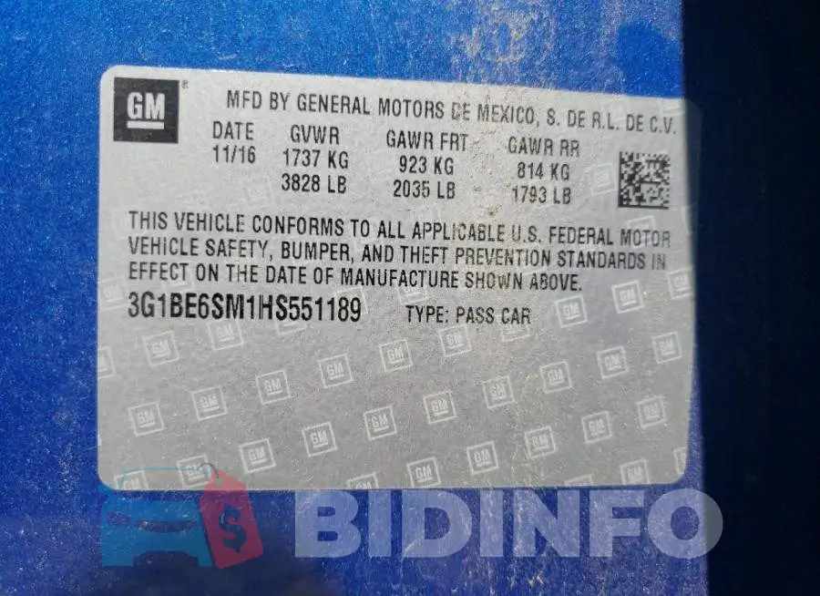 3G1BE6SM1HS551189 Photo# 10