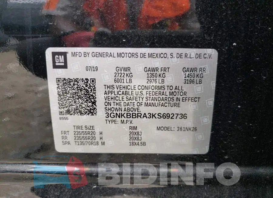 3GNKBBRA3KS692736 Photo# 10