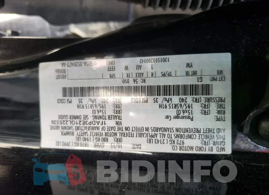 1FADP3E21GL225339 Photo# 10