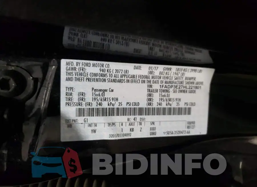 1FADP3E27HL221801 Photo# 10