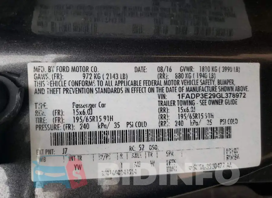 1FADP3E29GL378972 Photo# 10