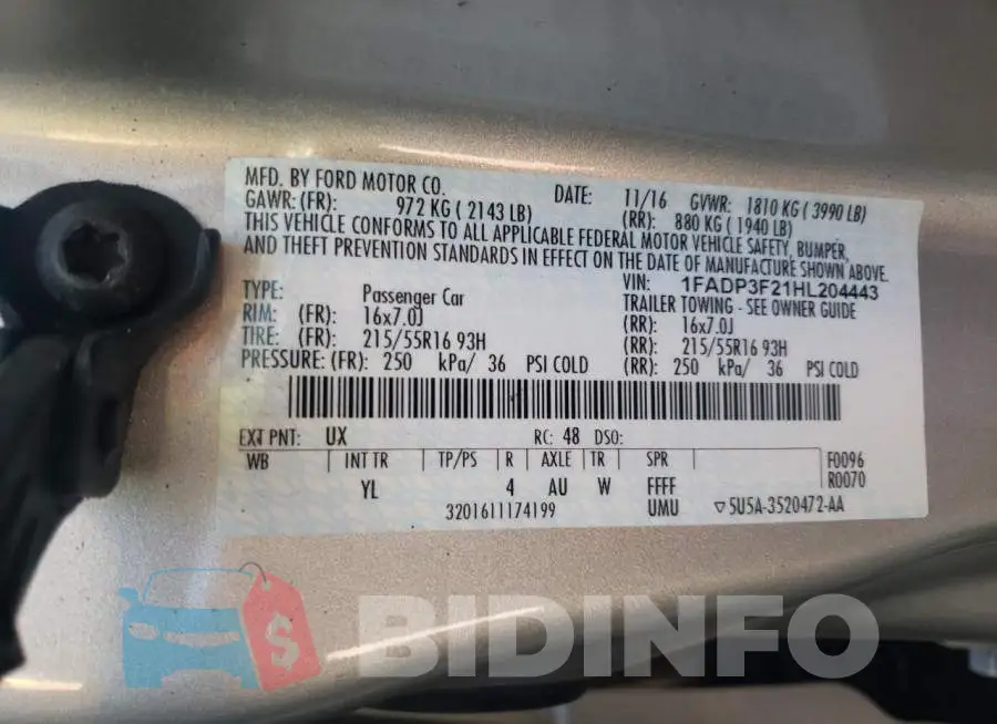 1FADP3F21HL204443 Photo# 10