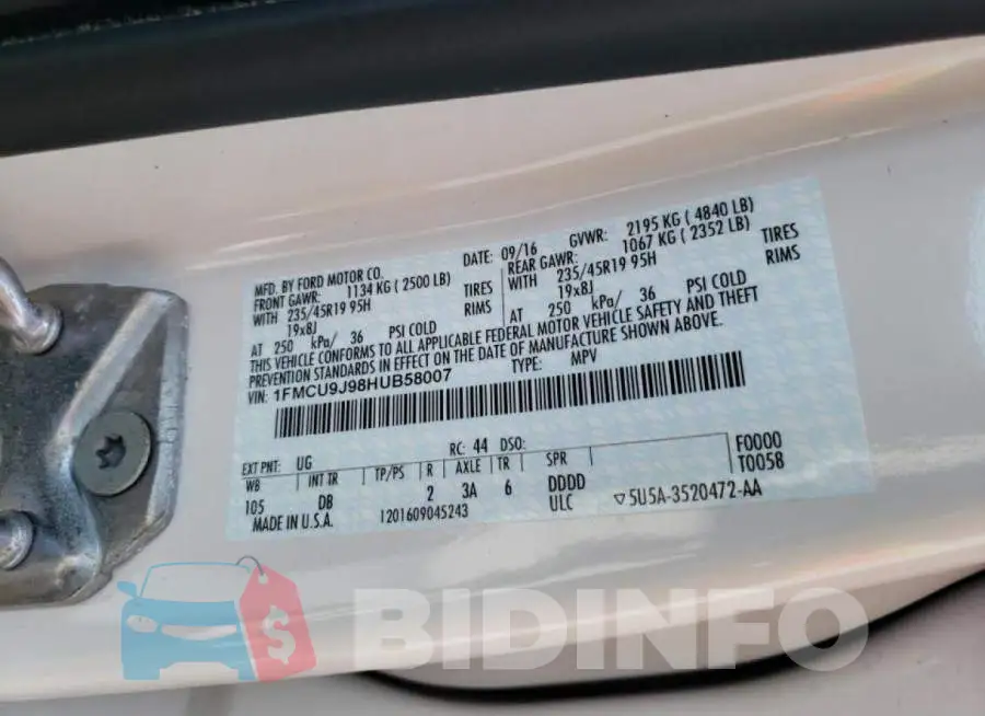 1FMCU9J98HUB58007 Photo# 10